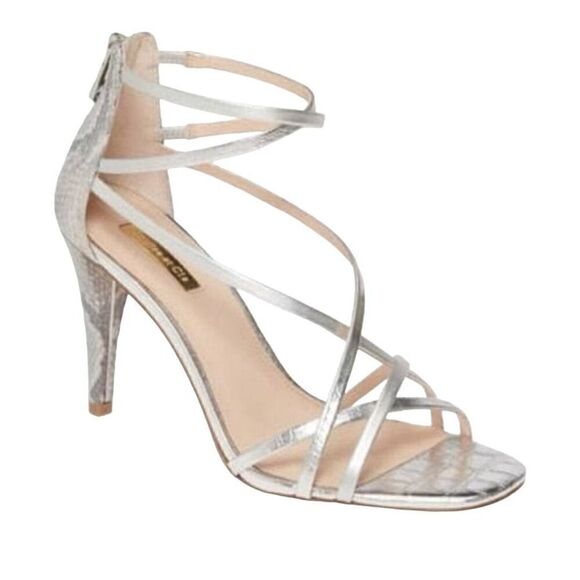 Louise et Cie silver snake print Kreeli strappy heels size 8.5 - Picture 1 of 16